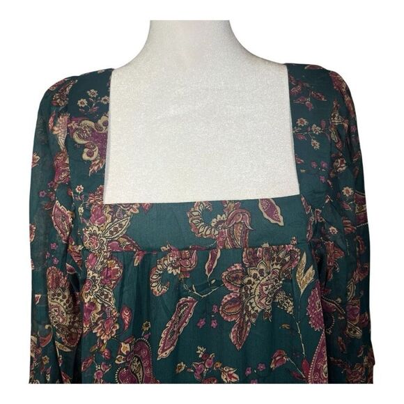 Band of the Free (BOG) Mandy Pine Berry Floral Baby Doll Party Dress New L - Picture 5 of 8